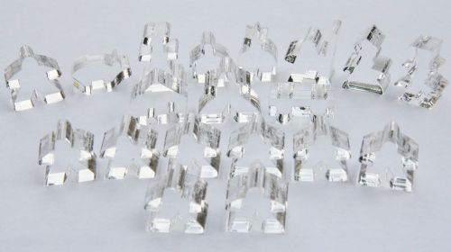 Complete 19 piece clear transparent set of Carcassonne meeples